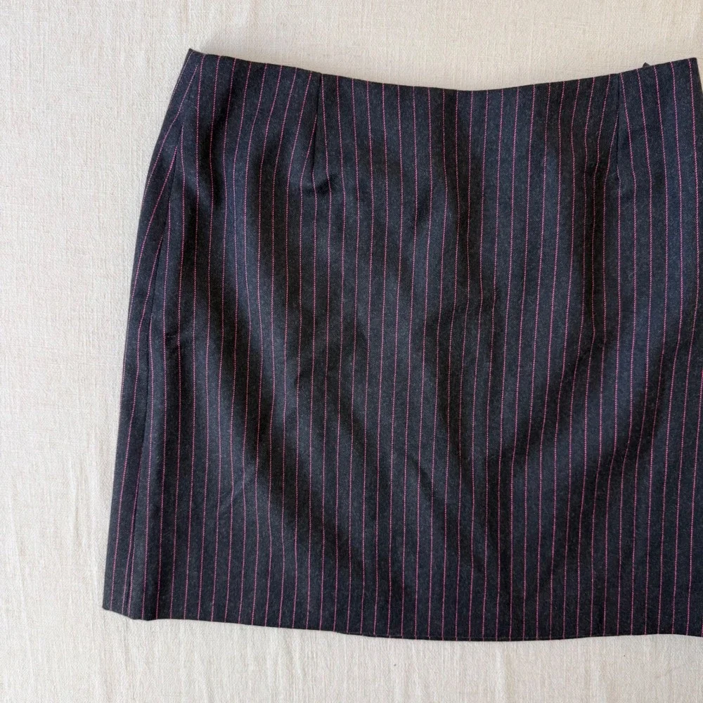 Versus Gianni Versace Pinstripe Wool Mini Skirt Womens 28 Black Pink Italy